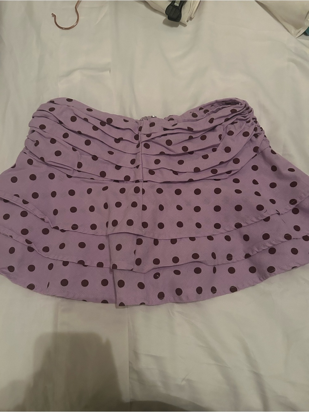 PrettyLittleThing Lavender Polka Dot Tiered Skater Skirt